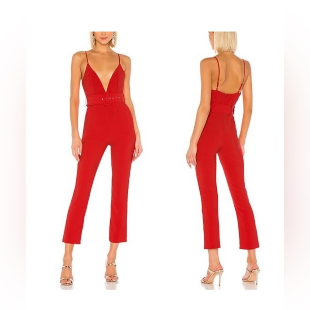 NBD Red Jumpsuit size XXS with adjustable straps and pockets